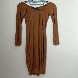 Tan long sleeve bodycon dress
